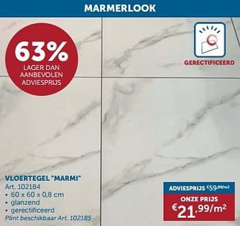 Promoties Vloertegel marmi - Huismerk - Zelfbouwmarkt - Geldig van 18/06/2024 tot 15/07/2024 bij Zelfbouwmarkt
