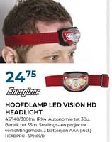 Promoties Hoofdlamp led vision hd headlight - Energizer - Geldig van 01/06/2024 tot 31/07/2024 bij Group Meno