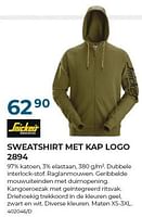Promoties Sweatshirt met kap logo 2894 - Snickers - Geldig van 01/06/2024 tot 31/07/2024 bij Group Meno