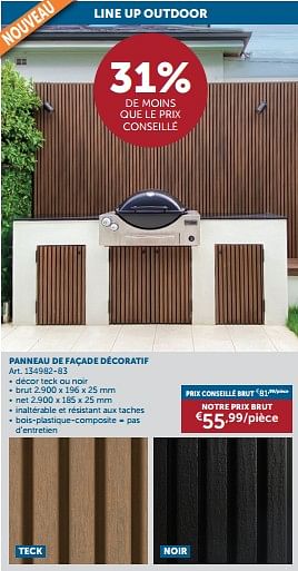 Promotions Panneau de façade décoratif - Produit maison - Zelfbouwmarkt - Valide de 18/06/2024 à 15/07/2024 chez Zelfbouwmarkt