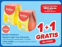 Promotions Bougie d’extérieur olympic light true citronella - Bolsius - Valide de 19/06/2024 à 01/07/2024 chez Carrefour