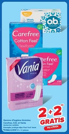 Promotions Protège-slips maxi nuit vania - Vania - Valide de 19/06/2024 à 01/07/2024 chez Carrefour