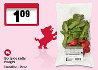 Promotions Botte de radis rouges - Produit Maison - Delhaize - Valide de 20/06/2024 à 26/06/2024 chez Delhaize