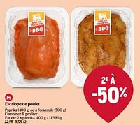 Promotions Escalope de poulet paprika - Produit Maison - Delhaize - Valide de 20/06/2024 à 26/06/2024 chez Delhaize