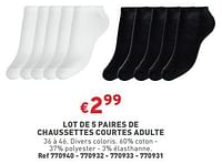 Promotions Lot de 5 paires de chaussettes courtes adulte - Produit maison - Trafic  - Valide de 19/06/2024 à 24/06/2024 chez Trafic