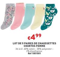 Promotions Lot de 5 paires de chaussettes courtes femme - Produit maison - Trafic  - Valide de 19/06/2024 à 24/06/2024 chez Trafic