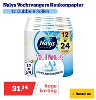 Promoties Nalys vochtvangers keukenpapier - Nalys - Geldig van 17/06/2024 tot 23/06/2024 bij Bol.com