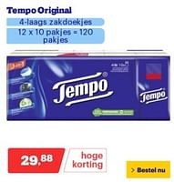 Promoties Tempo original zakdoekjes - Tempo - Geldig van 17/06/2024 tot 23/06/2024 bij Bol.com
