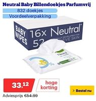 Promoties Neutral baby billendoekjes parfumvrij - neutral - Geldig van 17/06/2024 tot 23/06/2024 bij Bol.com