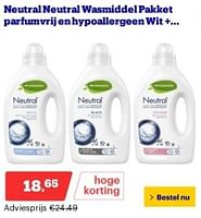 Promoties Neutral neutral wasmiddel pakket parfumvrij en hypoallergeen - neutral - Geldig van 17/06/2024 tot 23/06/2024 bij Bol.com