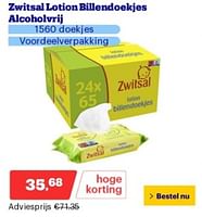 Promoties Zwitsal lotion billendoekjes alcoholvrij - Zwitsal - Geldig van 17/06/2024 tot 23/06/2024 bij Bol.com