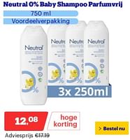 Promoties Neutral 0% baby shampoo parfumvrij - neutral - Geldig van 17/06/2024 tot 23/06/2024 bij Bol.com
