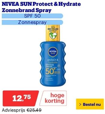 Promoties Nivea sun protect + hydrate zonnebrand spray - Nivea - Geldig van 17/06/2024 tot 23/06/2024 bij Bol.com