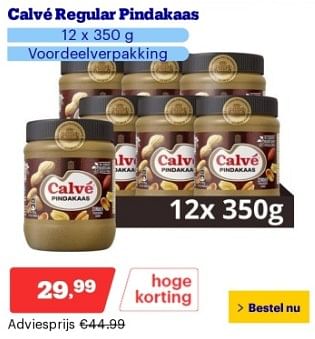 Promoties Calvé regular pindakaas - Calve - Geldig van 17/06/2024 tot 23/06/2024 bij Bol.com