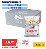 Promoties Jimmy`s popcorn sweet + salt - Jimmy's - Geldig van 17/06/2024 tot 23/06/2024 bij Bol.com
