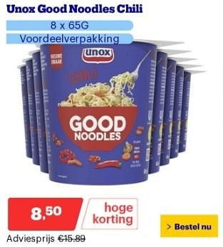 Promoties Unox good noodles chili - Unox - Geldig van 17/06/2024 tot 23/06/2024 bij Bol.com