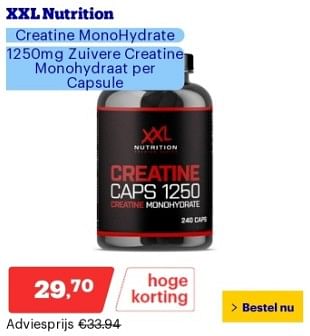Promoties Xxl nutrition creatine monohydrate - Xxl nutrition - Geldig van 17/06/2024 tot 23/06/2024 bij Bol.com