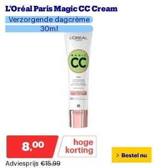 Promoties L’oréal paris magic cc cream verzorgende dagcrème - L'Oreal Paris - Geldig van 17/06/2024 tot 23/06/2024 bij Bol.com