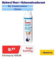 Promoties Gehwol voet + schoendeodorant bij zweetvoeten - Gehwol - Geldig van 17/06/2024 tot 23/06/2024 bij Bol.com