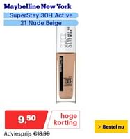 Promoties Maybelline new york superstay 30h active 21 nude beige - Maybelline - Geldig van 17/06/2024 tot 23/06/2024 bij Bol.com