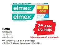 Promoties Elmex tandpasta sensitive - Elmex - Geldig van 20/06/2024 tot 03/07/2024 bij Spar (Colruytgroup)