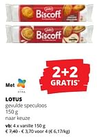 Promoties Lotus gevulde speculoos vanille - Lotus Bakeries - Geldig van 20/06/2024 tot 03/07/2024 bij Spar (Colruytgroup)