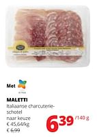 Promoties Maletti italiaanse charcuterieschotel - Maletti - Geldig van 20/06/2024 tot 03/07/2024 bij Spar (Colruytgroup)
