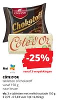 Promoties Tabletten met melkchocolade - Cote D'Or - Geldig van 20/06/2024 tot 03/07/2024 bij Spar (Colruytgroup)