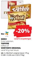 Promoties Werther’s original classic - Werther's Original - Geldig van 20/06/2024 tot 03/07/2024 bij Spar (Colruytgroup)