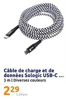 Promotions Cable de charge et de données sologic usb-c - Sologic - Valide de 19/06/2024 à 25/06/2024 chez Action