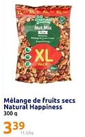 Promotions Mélange de fruits secs natural happiness - Natural Happiness - Valide de 19/06/2024 à 25/06/2024 chez Action