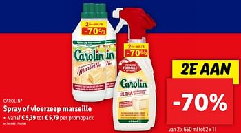 Promoties Spray of vloerzeep marseille - Carolin - Geldig van 26/06/2024 tot 02/07/2024 bij Lidl