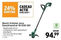 Promoties Bosch trimmer accu easygrasscut 18-230 18v - Bosch - Geldig van 19/06/2024 tot 25/06/2024 bij Gamma