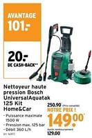 Promotions Nettoyeur haute pression bosch universalaquatak 125 kit home+car - Bosch - Valide de 19/06/2024 à 25/06/2024 chez Gamma