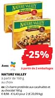 Promotions Barre protéinée aux cacahuètes et au chocolat - Nature Valley  - Valide de 20/06/2024 à 03/07/2024 chez Spar (Colruytgroup)