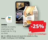 Promotions Délices du jour en sauce à la volaille - Sheba - Valide de 20/06/2024 à 03/07/2024 chez Spar (Colruytgroup)