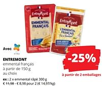 Promotions Emmental râpé - Entre Mont - Valide de 20/06/2024 à 03/07/2024 chez Spar (Colruytgroup)