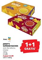 Promotions Jimmy’s supreme nachos avec dip salsa ou cheese - Jimmy's - Valide de 20/06/2024 à 03/07/2024 chez Spar (Colruytgroup)