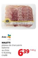 Promotions Maletti plateau de charcuterie italienne - Maletti - Valide de 20/06/2024 à 03/07/2024 chez Spar (Colruytgroup)