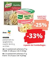 Promotions Pastasnack carbonara - Knorr - Valide de 20/06/2024 à 03/07/2024 chez Spar (Colruytgroup)