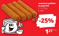 Promotions Saucisses grillées au paprika - Produit Maison - Spar Retail - Valide de 20/06/2024 à 03/07/2024 chez Spar (Colruytgroup)