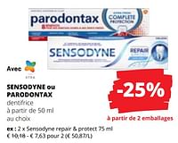 Promotions Sensodyne repair + protect - Sensodyne - Valide de 20/06/2024 à 03/07/2024 chez Spar (Colruytgroup)