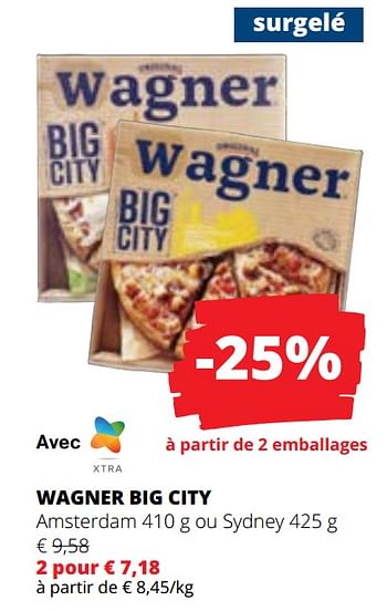 Promotions Wagner big city amsterdam ou sydney - Original Wagner - Valide de 20/06/2024 à 03/07/2024 chez Spar (Colruytgroup)