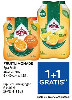 Promoties Fruitlimonade spa fruit lime-ginger - Spa - Geldig van 19/06/2024 tot 02/07/2024 bij Alvo