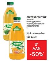 Promoties Geperst fruitsap materne sinaasappelsap - Materne - Geldig van 19/06/2024 tot 02/07/2024 bij Alvo