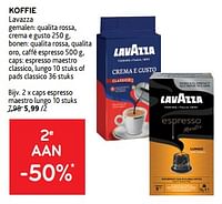 Promoties Koffie lavazza caps espresso maestro lungo - Lavazza - Geldig van 19/06/2024 tot 02/07/2024 bij Alvo