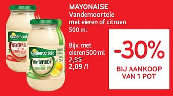 Promoties Mayonaise vandemoortele met eieren - Vandemoortele - Geldig van 19/06/2024 tot 02/07/2024 bij Alvo