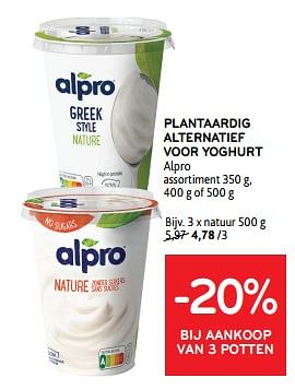 Promoties Plantaardig alternatief voor yoghurt alpro natuur - Alpro - Geldig van 19/06/2024 tot 02/07/2024 bij Alvo