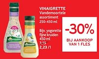 Promoties Vinaigrette vandemoortele yogorette fijne kruiden - Vandemoortele - Geldig van 19/06/2024 tot 02/07/2024 bij Alvo
