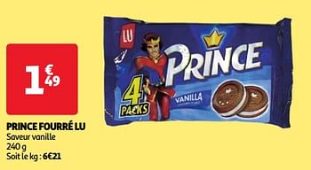 Promoties Prince fourré lu saveur vanille - Lu - Geldig van 18/06/2024 tot 24/06/2024 bij Auchan